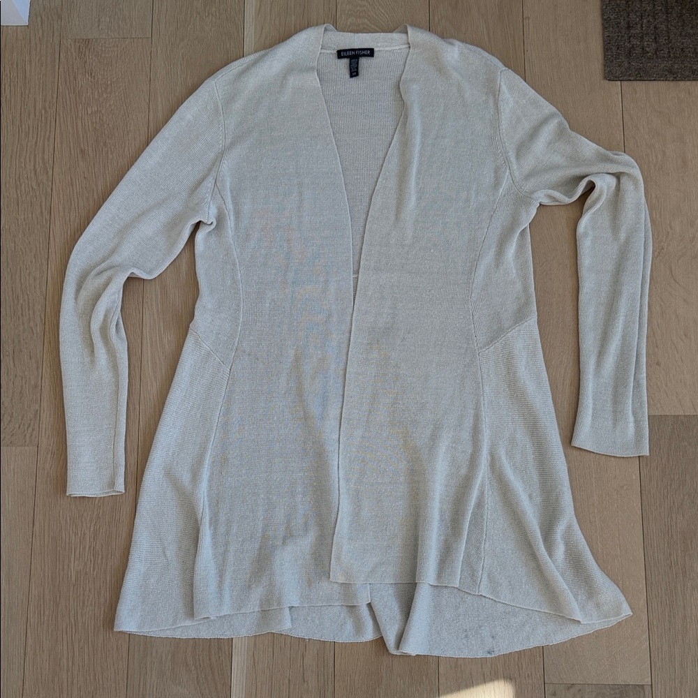 Eileen Fisher Cream Open-Front Cardigan